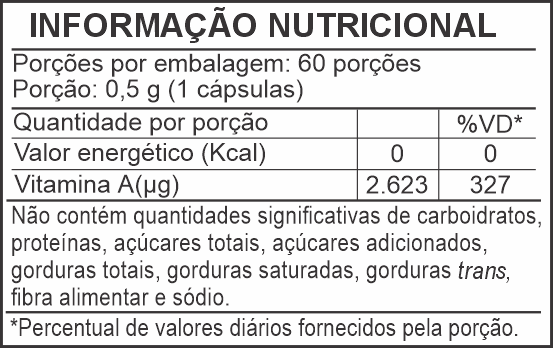 Informação Nutricional - VITAMINA A